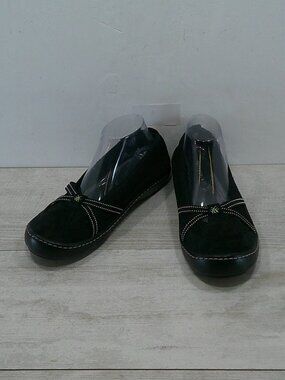 Terrasoles Echo Black Suede Crossband Comfort Ballet Flats Shoes Size 10 NWT